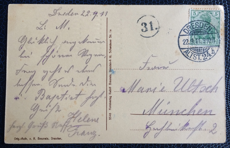 Project Postcard September 1911 Dresden steamships back
