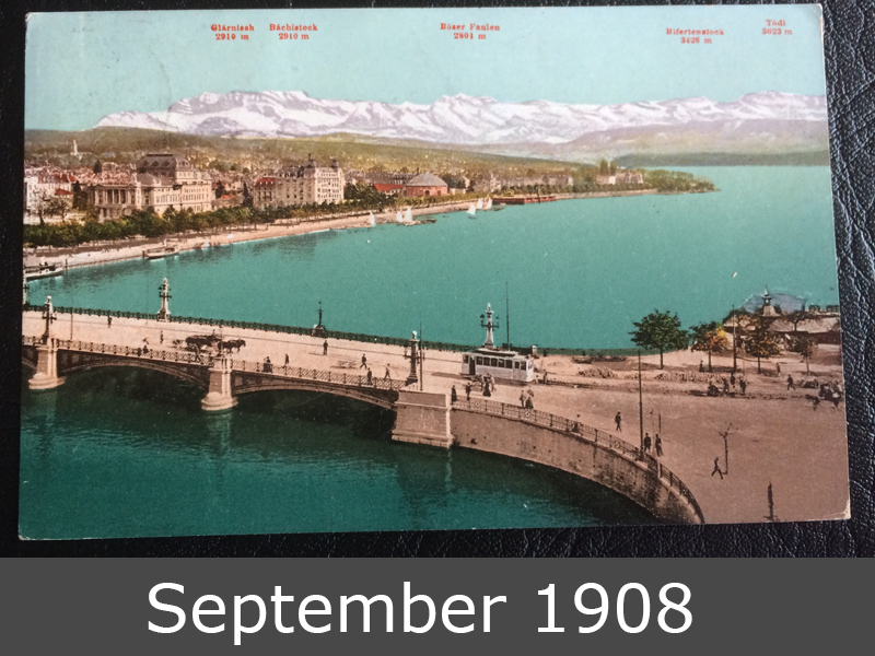 Project Postcard September 1908 Quaibridge Zurich front