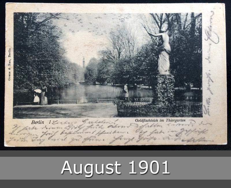 Project Postcard August 1901 - Berlin Tiergarten Germany front okay