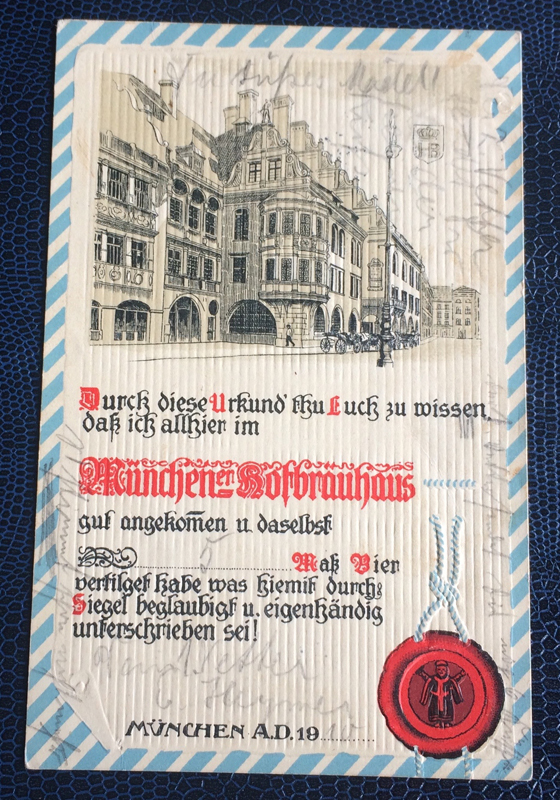 Project Postcard May 1910 Münchener Hofbräuhaus