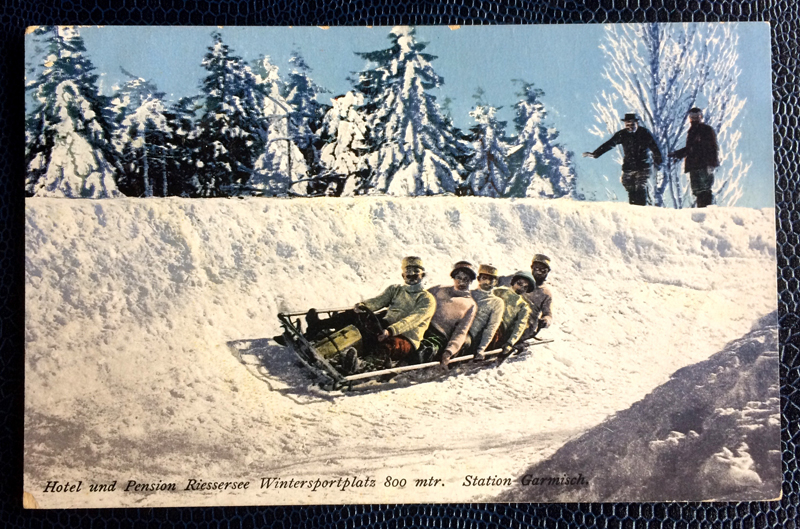 Project Postcard January 1914 Bobsleigh in Garmisch-Partenkirchen, Bavaria