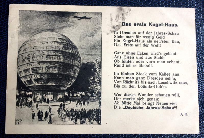 Project Postcard July 1928 Kugelhaus Dresden