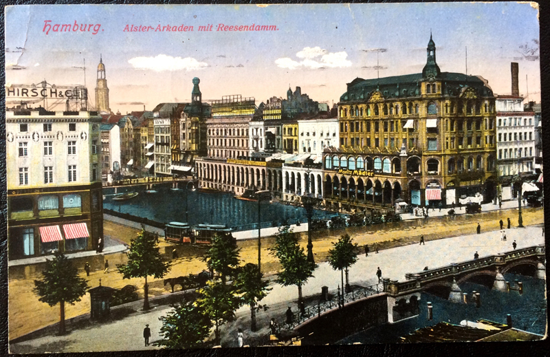 Project Postcard February 1914 Hamburg Germany Alster-Arkaden and Reesendamm