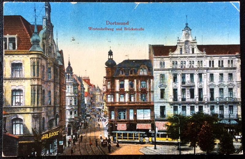 Project Postcard October 1919 Dortmund Westenhellweg and Brueckstraße