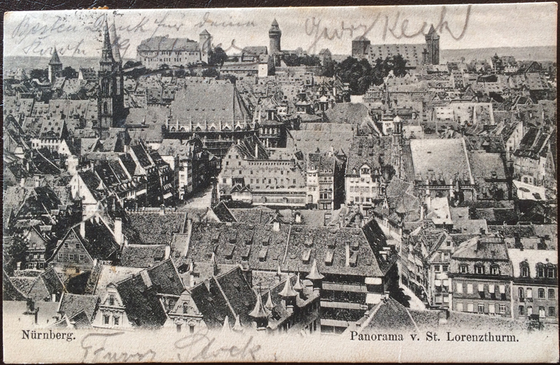 Project Postcard July 1905 Nuremberg Nürnberg with Castle Panorama St. Lorenzturm