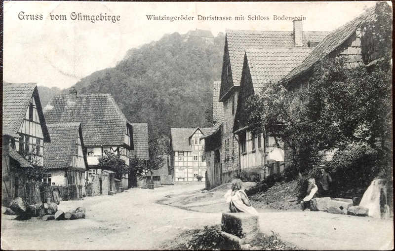 Project Postcard September 1906 Ohmgebirge Wintzingeröder Dorfstrasse mit Schloss Bodenstein