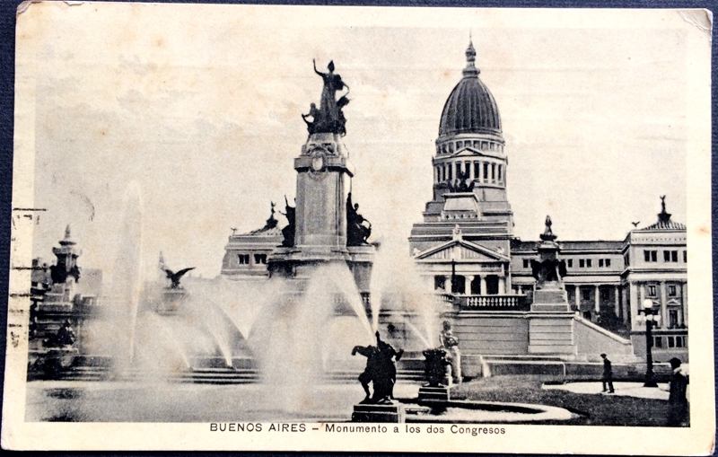 Project Postcard November 1935 - Buenos Aires Argentina Monument to the two congresses