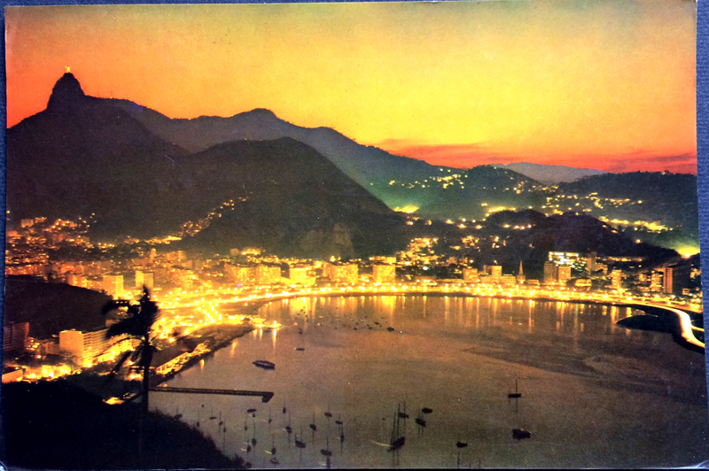 Project Postcard October 1967 - Rio de Janeiro Brazil Botafogo Bay by night