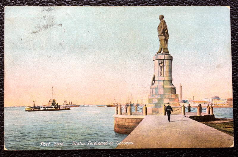 Project Postcard May 1911 - Port Said Egypt Statue Ferdinand de Lesseps