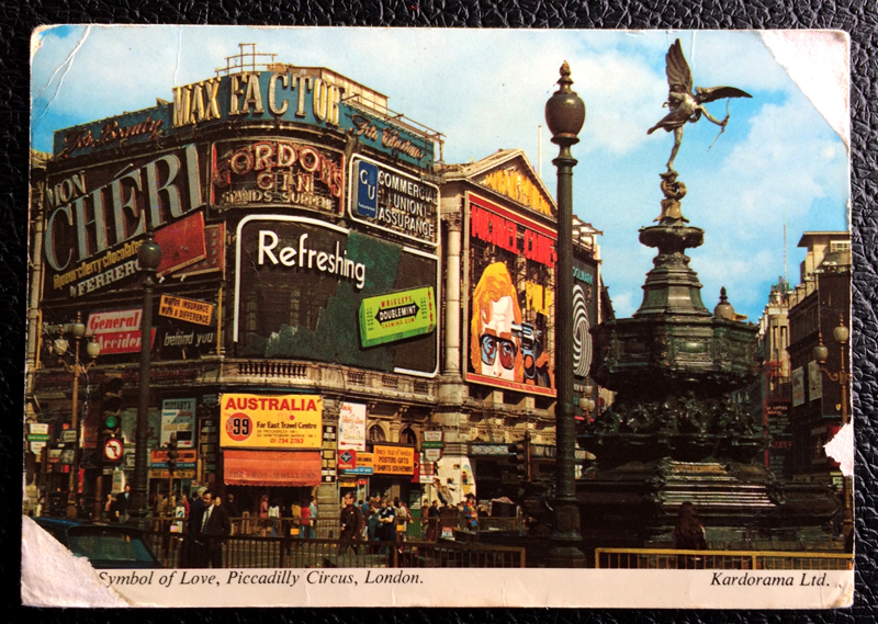Project Postcard August 1973 - London UK Piccadilly Circus